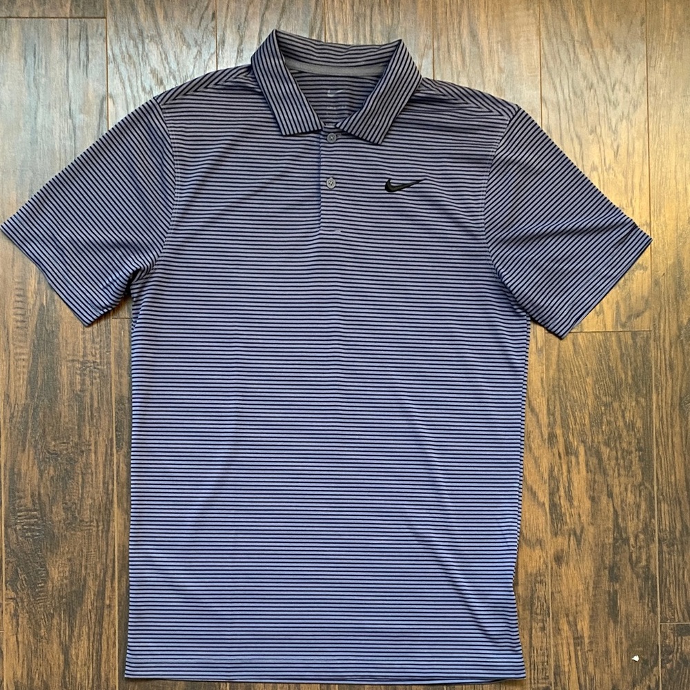 Nike Men's Navy Striped Polo Shirt
